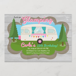 Glamping Girls Camping Födelsedagsfest inbjudan