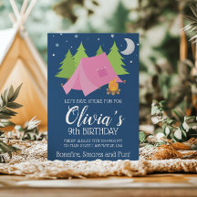 Glamping Girls Camping födelsedagsfest Inbjudan