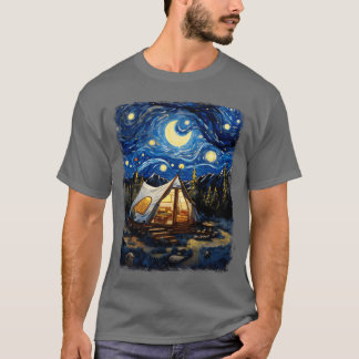 Glamping Glamper Camping Camper Starry Night Paint T Shirt