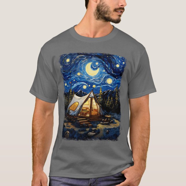 Glamping Glamper Camping Camper Starry Night Paint T Shirt (Framsida)