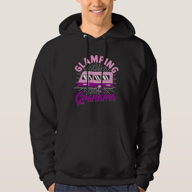 Glamping Grandma  Luxury camping outdoor Hoodie (Framsida)