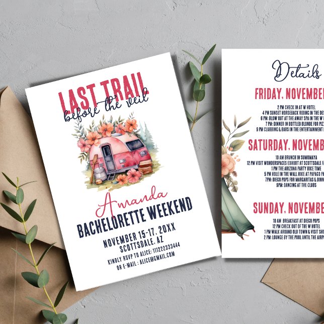 Glamping Last Trail Bachelorette Party Helg Inbjudningar (Skapare uppladdad)