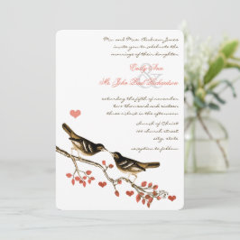 Glamping Lovebird Coral Enchanted Forest Bröllop Inbjudningar