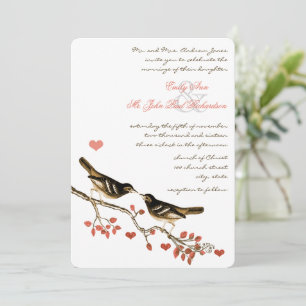 Glamping Lovebird Coral Enchanted Forest Bröllop Inbjudningar