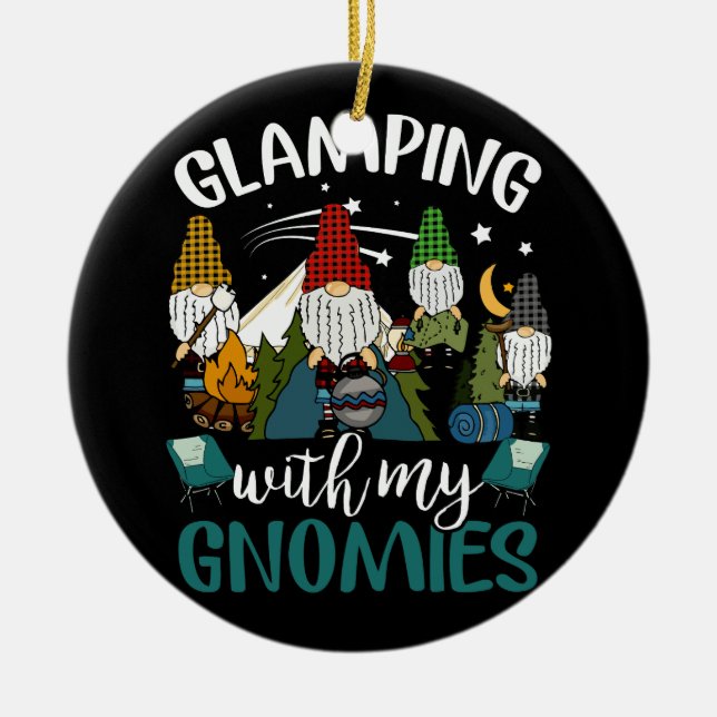 Glamping med min Gnomies Lycklig Glamper Funny Gla Julgransprydnad Keramik (Framsidan)