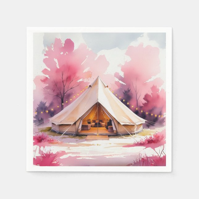 Glamping Möhippa Helg Akvarell Pappersservett (Framsidan)