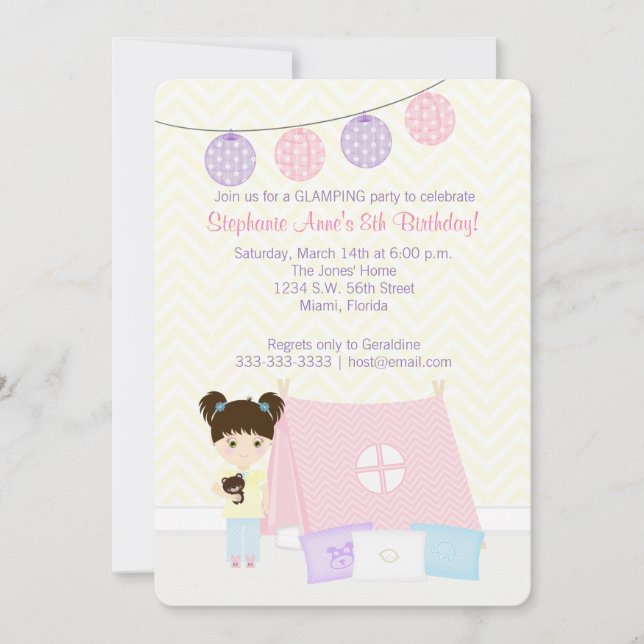 Glamping Övernattning Fest Inbjudningar (Framsida)