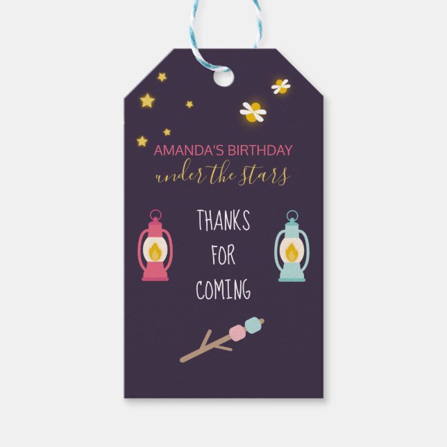 Glamping Party anpassningsbar Guest Favoriter Presentetikett (Framsidan)