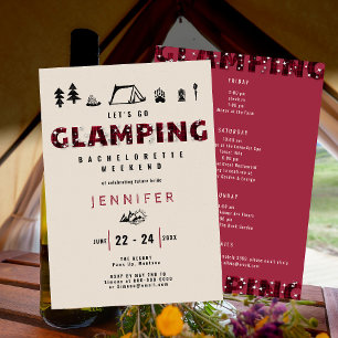 Glamping Play Rhinestones Bachelorette Helg Inbjudningar
