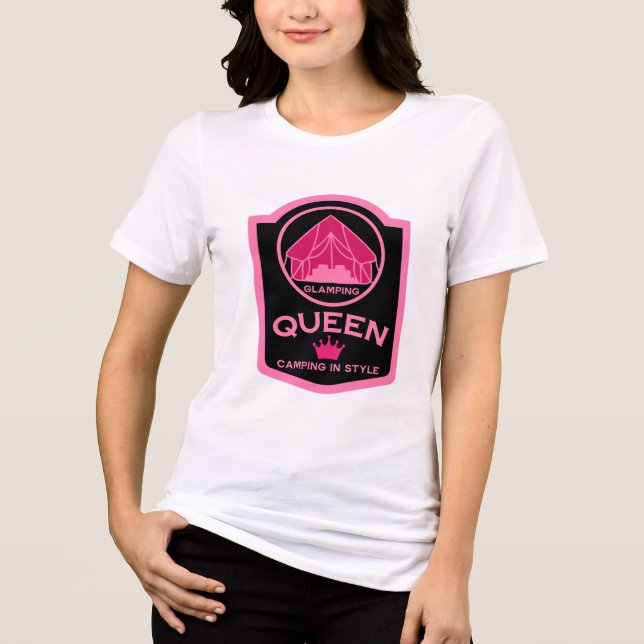 Glamping Queen Camping i Stil T Shirt (Framsida)