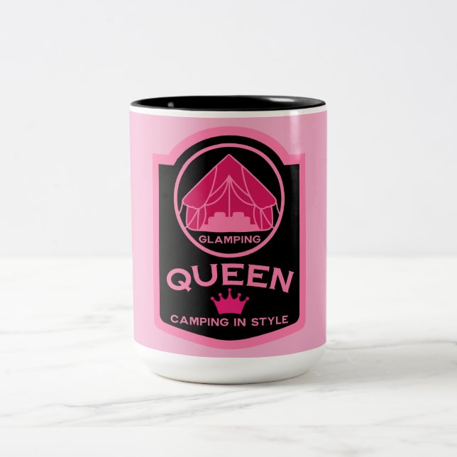 Glamping Queen Camping i Stil Två-Tonad Mugg (Center)