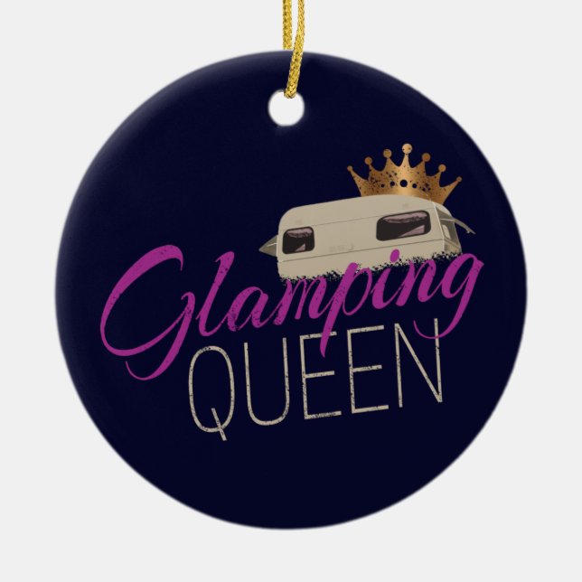 Glamping Queen Camping med vintage caravans Julgransprydnad Keramik (Framsidan)