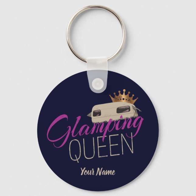 Glamping Queen Camping med vintage caravans Nyckelring (Framsida)