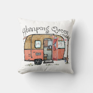 Glamping Queen Funny Vintage Camper Kudde