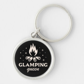 Glamping Queen Glamper svart, estetiskt roligt Rund Silverfärgad Nyckelring
