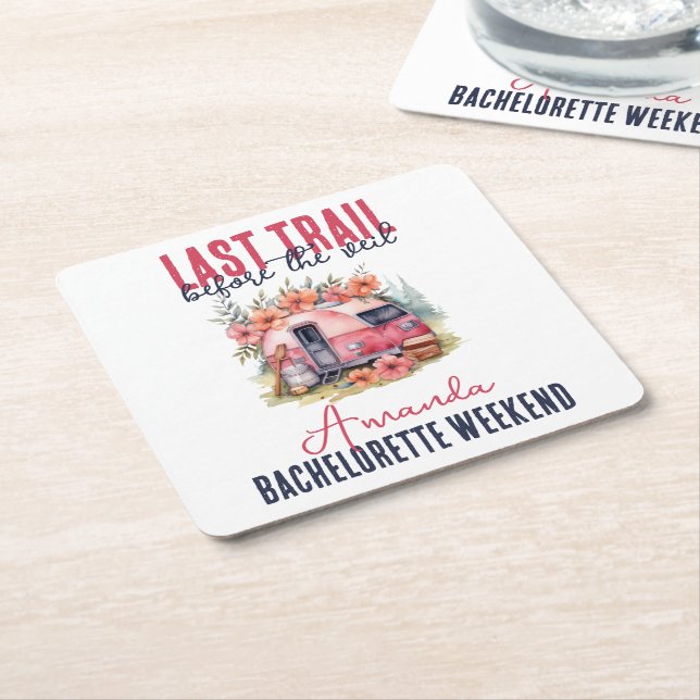 Glamping Sista Trail Bröllopsfest Helg Underlägg Papper Kvadrat (Vinklad)