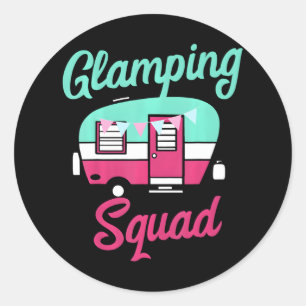 Glamping Squad Cute Popup Camper Glamping Runt Klistermärke