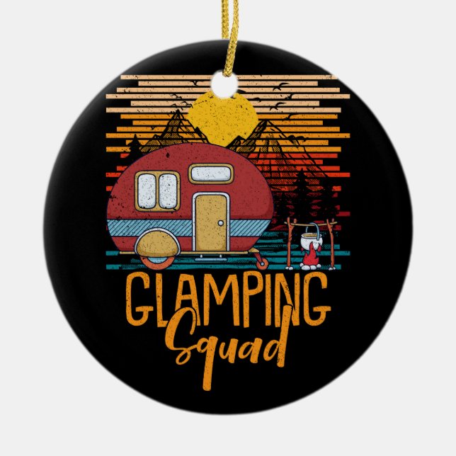 Glamping Squad Matching Family Girls Camping Resa Julgransprydnad Keramik (Framsidan)