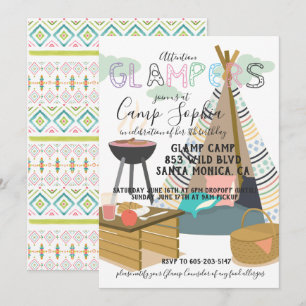 Glamping Théed Birthday-inbjudan Inbjudningar