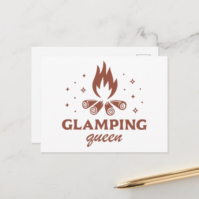 Glamping tjejresa rolig camping boho estetik vykort (Fram/Back In Situ)