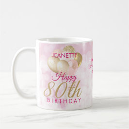 Glamustig 80:e födelsedagsballong kaffemugg