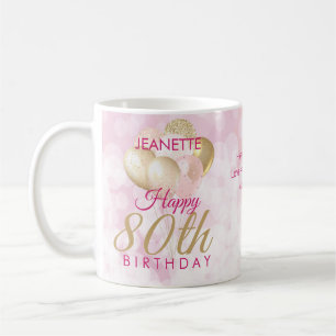 Glamustig 80:e födelsedagsballong kaffemugg