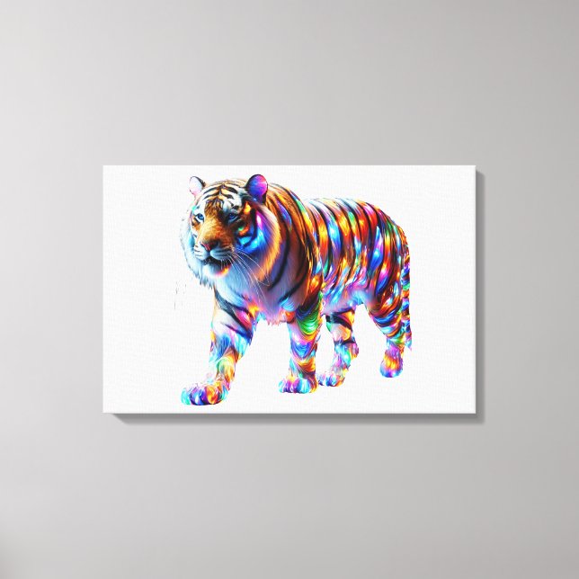 Glande färgfull tiger - brant Glassy Art Canvastryck (Framsida)