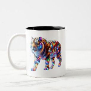 Glande färgfull tiger - brant Glassy Art Två-Tonad Mugg