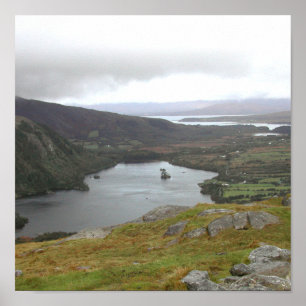Glanmore Sjö från Healy Pass Ireland. Poster
