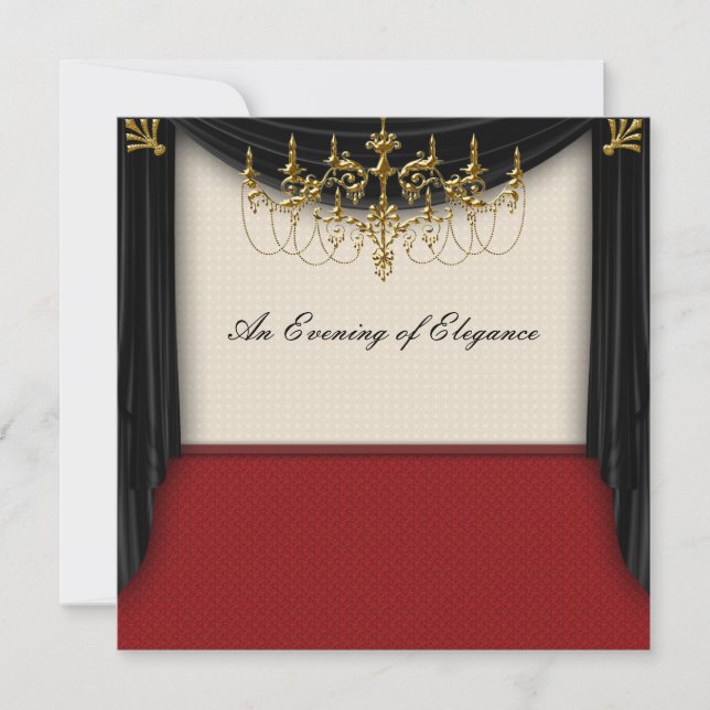 Glans Glamour Svarta Binda Promenad Inbjudningar (Framsida)