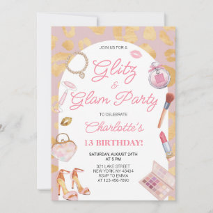 Glans och Glamour Födelsedagsfest Inbjudningar