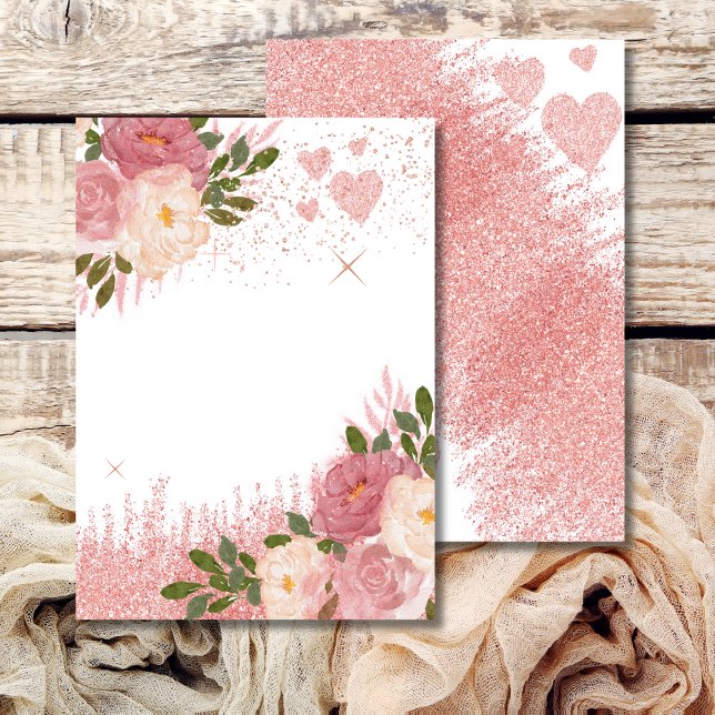 Glans Och Glamour Rosa Rosa Guld Glitter Blank Inbjudningar (Skapare uppladdad)