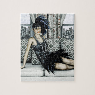 Glänsande 20-tals Flapper-mote Konstillustration Pussel