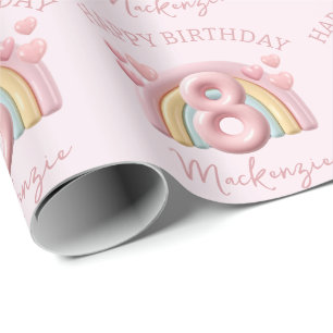 Glänsande 3D-regnbåge 8-års födelsedagsfest för tj Presentpapper