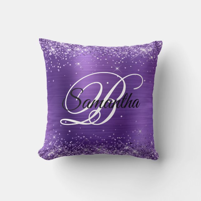 Glänsande ametistfolie Fancy monogram Kudde (Framsida)