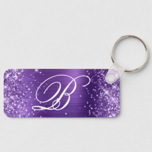 Glänsande ametistfolie Fancy monogram Nyckelring