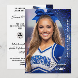 Glänsande autografkort för cheerleading med foton inbjudningar