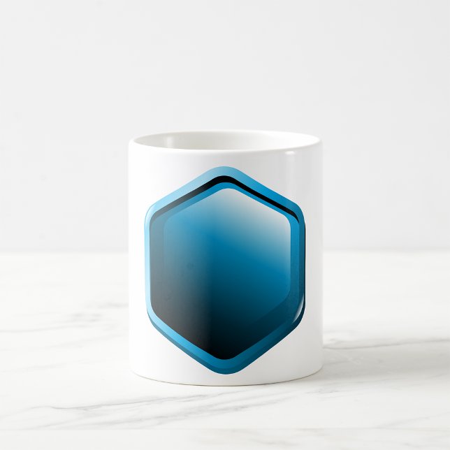 Glänsande Blå Hexagon Ikon Modern Geometrisk Kaffemugg (Skapare uppladdad)