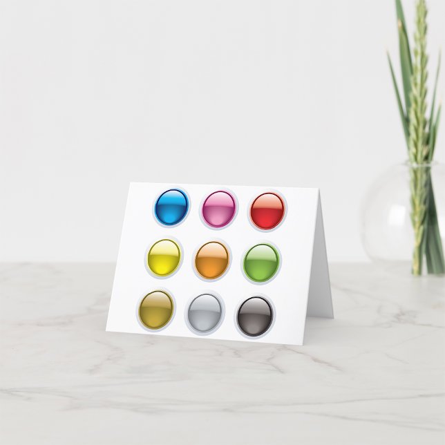 Glänsande Färgade Knappsymboler Set Kort (Skapare uppladdad)