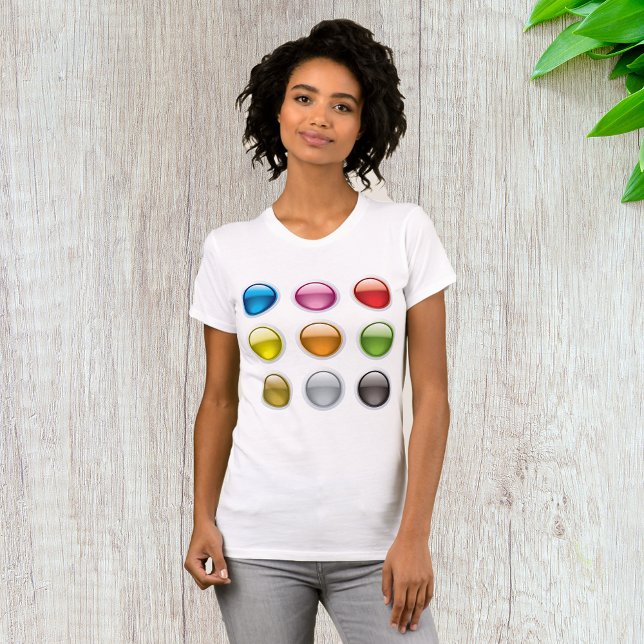 Glänsande Färgade Knappsymboler Set T Shirt (Skapare uppladdad)