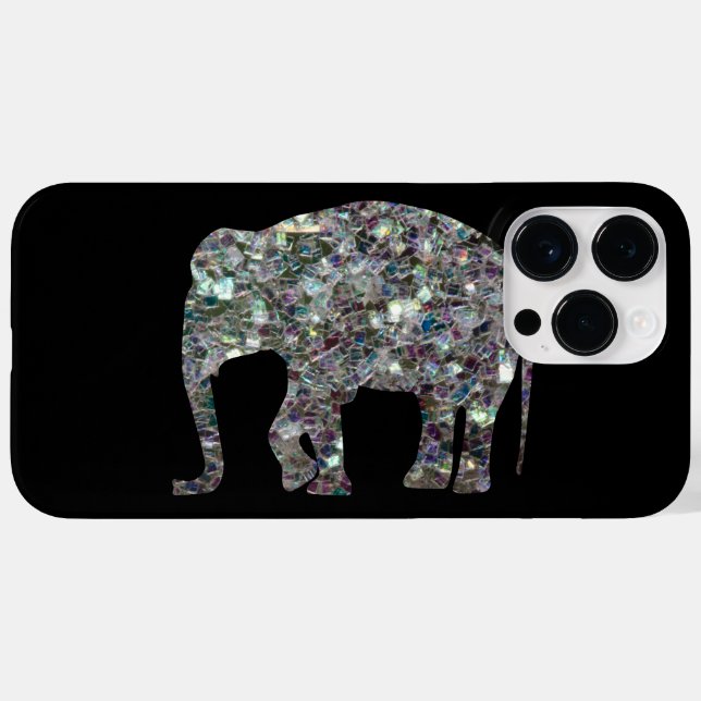 Glänsande färgrik silvermosaik Elefant (Baksida (horisontell))