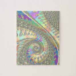 Glänsande Färgrik Spiral Fraktal Digital Abstrakt  Pussel