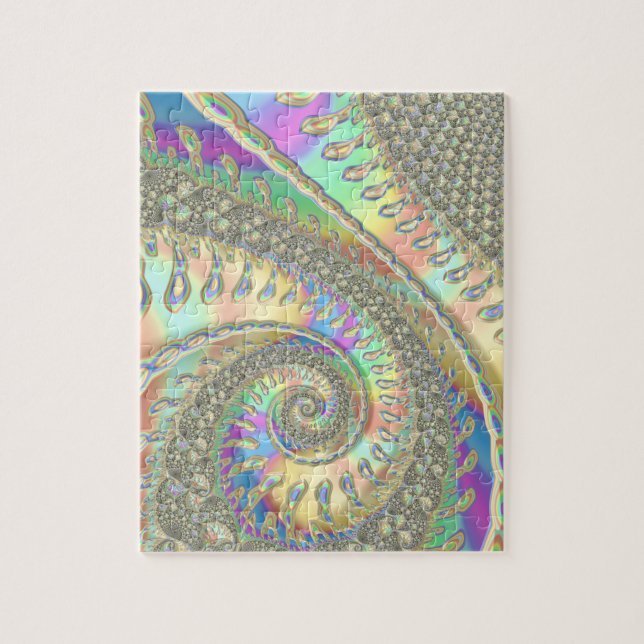 Glänsande Färgrik Spiral Fraktal Digital Abstrakt  Pussel (Vertikal)