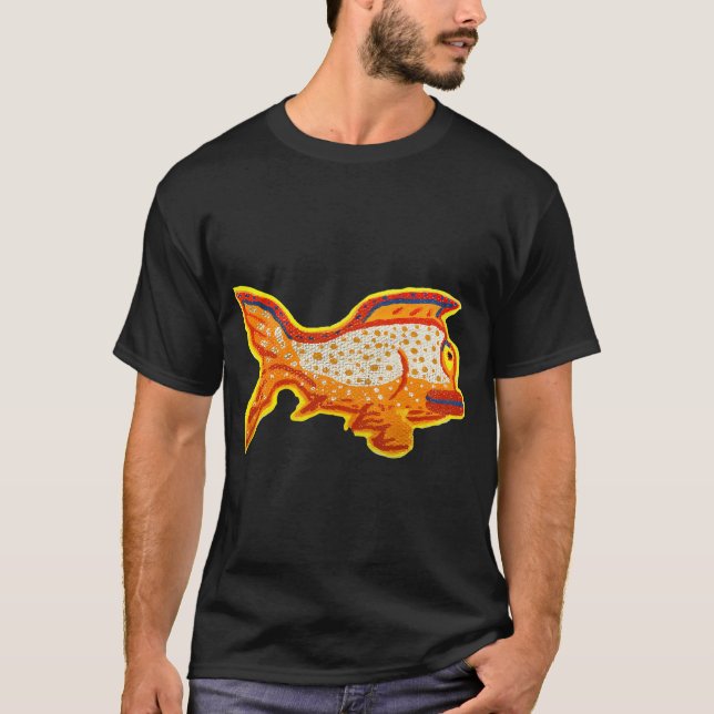 Glänsande Fisk (Målningspenna på Canvas) T Shirt (Framsida)