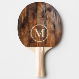 Glänsande Fläckat Mörkt Trä Monogram Pingisracket