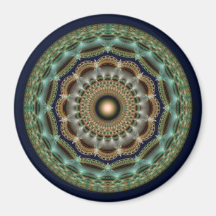 Glänsande fraktal rund briljant ornament magnet