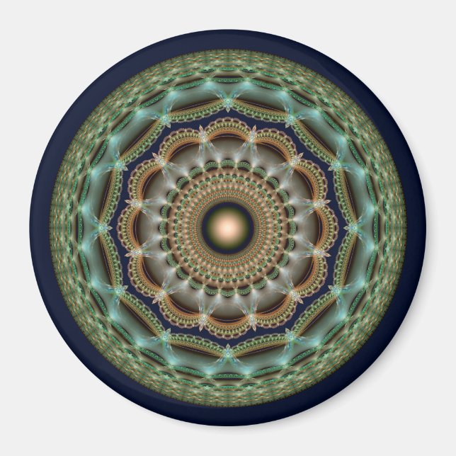 Glänsande fraktal rund briljant ornament magnet (Framsidan)