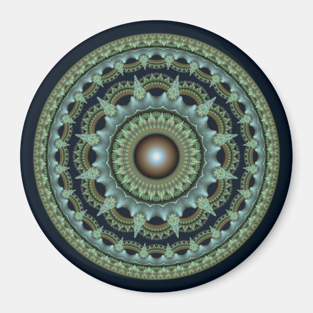 Glänsande fraktal stjärna mandala magnet (Framsidan)