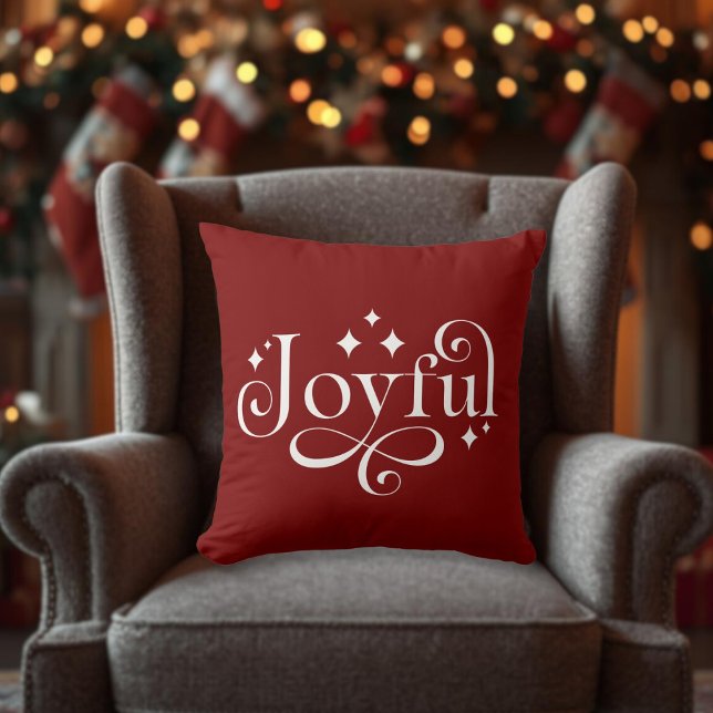 Glänsande Glädjefull Burgunder Kastkudde Kudde (Sparkling Joyful Burgundy Throw Pillow)