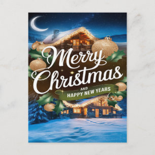 Glänsande God Jul och Gott Nytt År Vykort